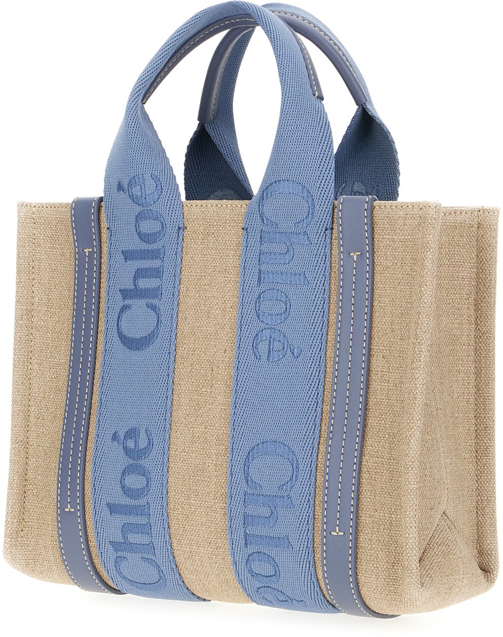 Chloé Chloe Cappuccino linen small Woody handbag Beige