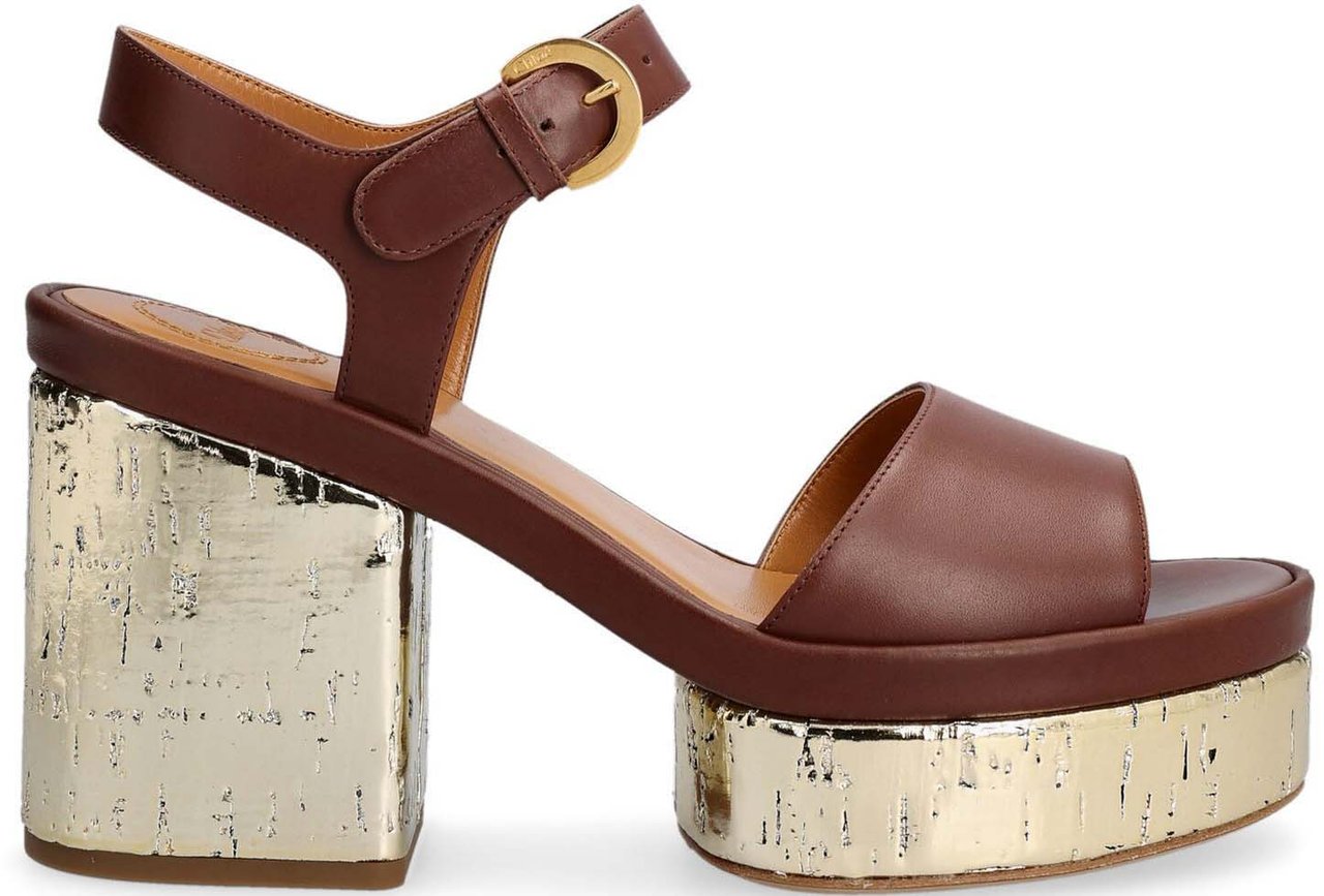 Chloé Chloé Odina Leather Sandals Bruin