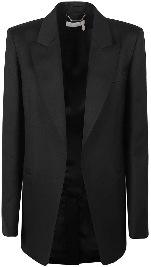 Chloé Tailored Black Blazer With Sharp Lapel Zwart