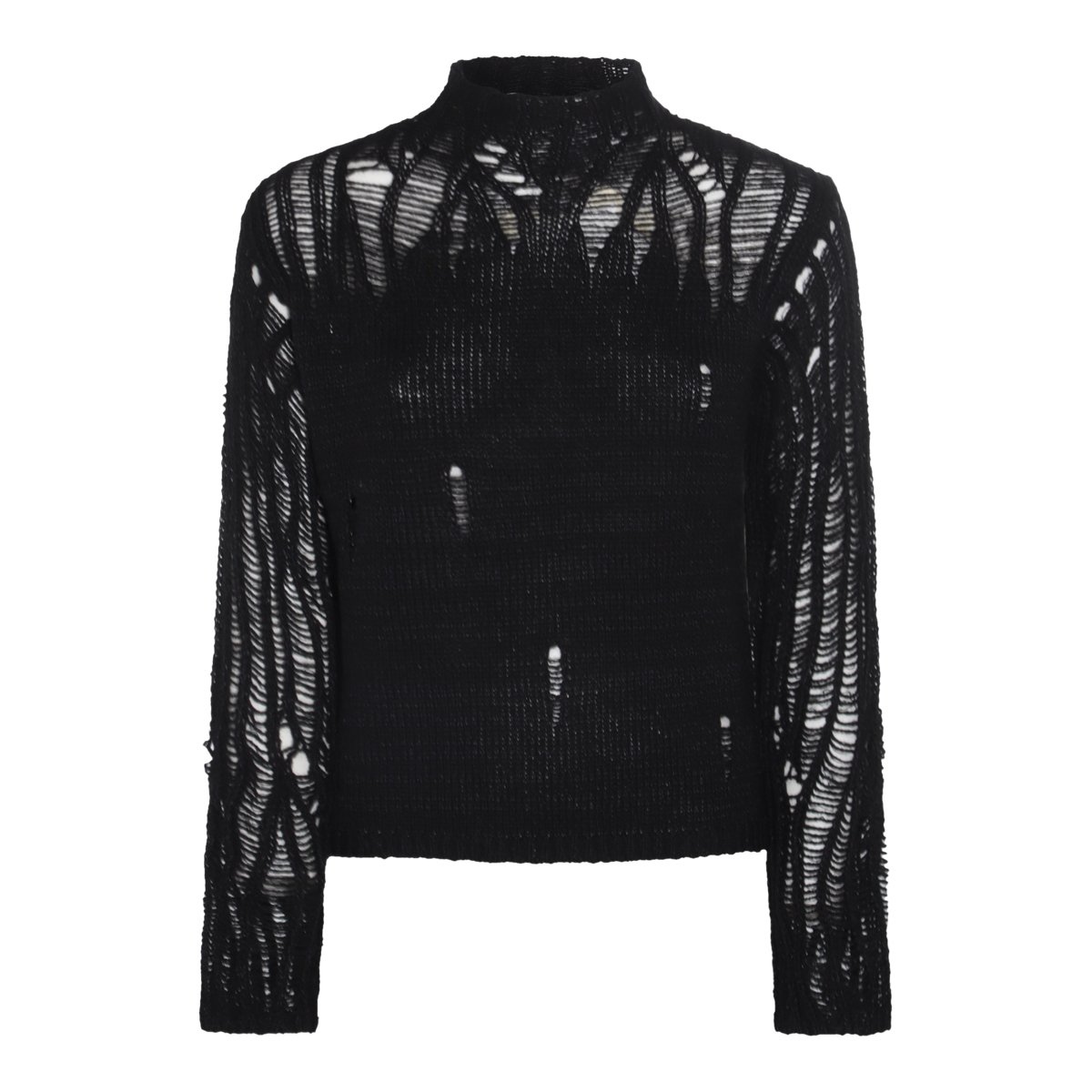 Chloé Black Wool Cut Out Shirt Zwart