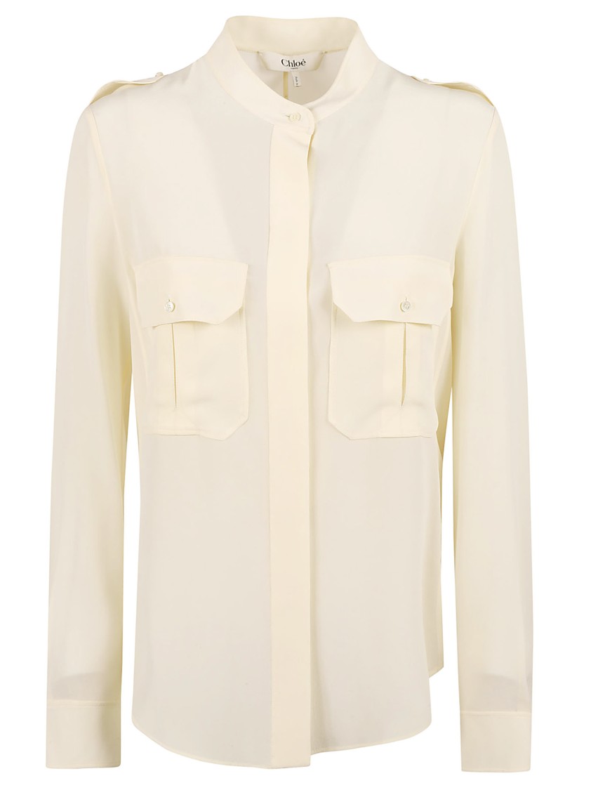 Chloé Silk Button-Down Shirt Neutraal