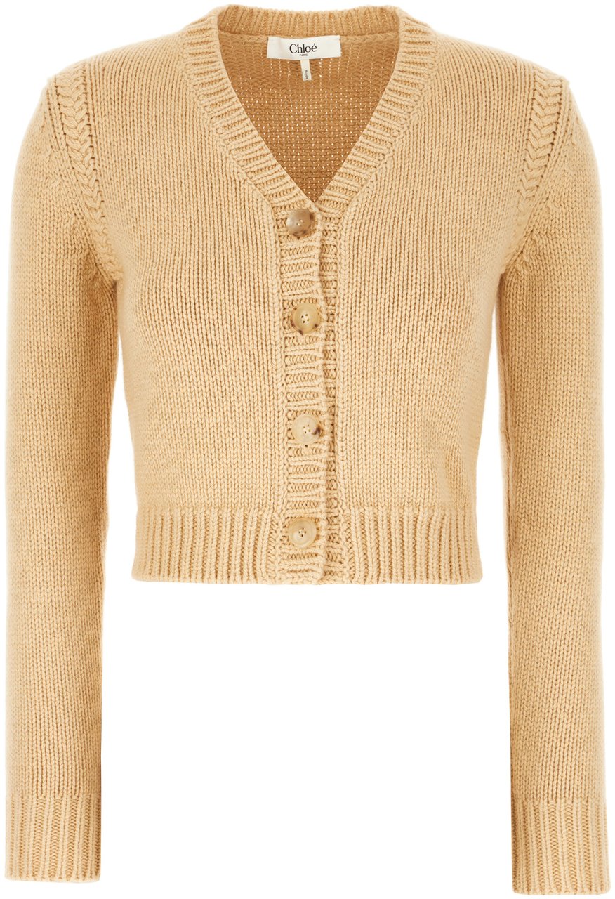 Chloé Chloe Beige cotton and cashmere cardigan Beige