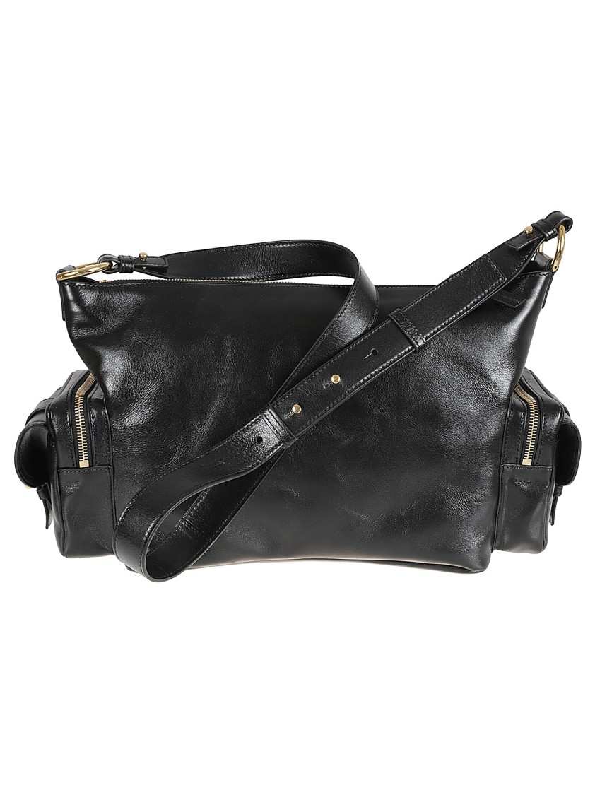 Chloé Structured Black Leather Bag With Gold-Tone Hardware Zwart