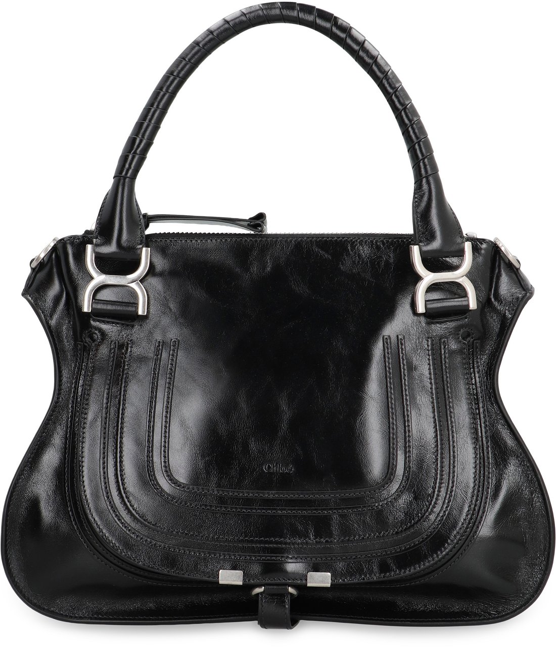 Chloé Marcie handbag in shiny leather Zwart