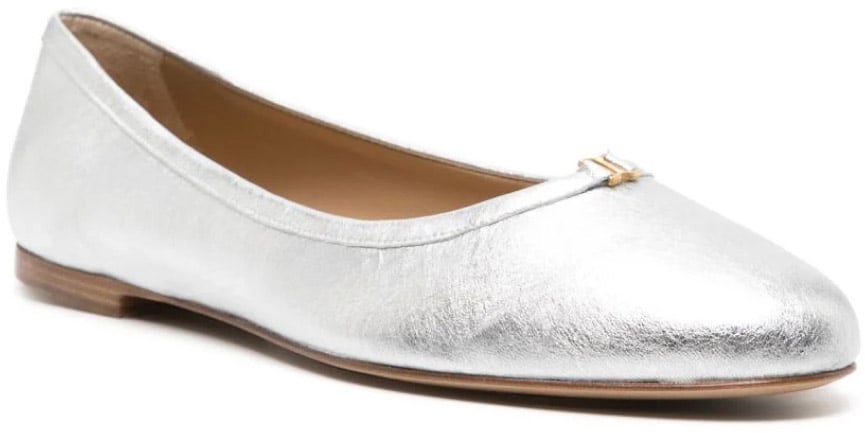 Chloé Marcie Metallic Leather Ballerina Flats Zilver