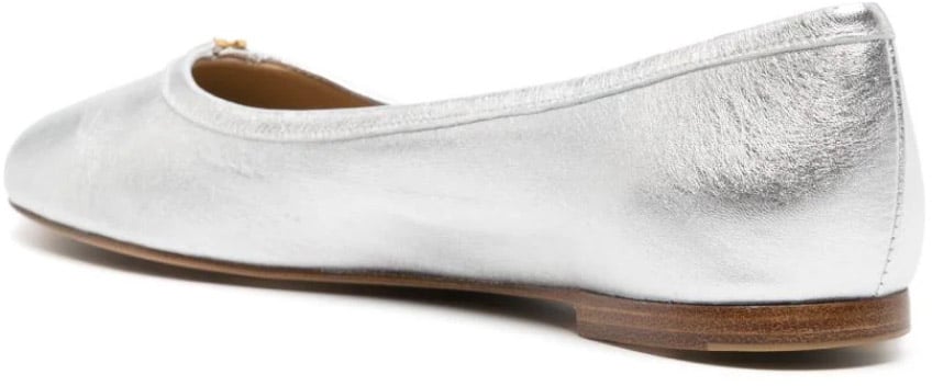 Chloé Marcie Metallic Leather Ballerina Flats Zilver