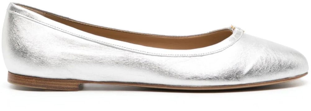 Chloé Marcie Metallic Leather Ballerina Flats Zilver