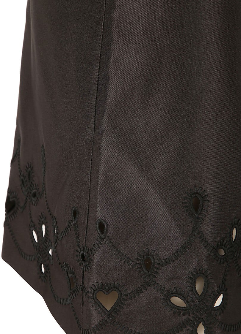 Chloé Black Skirt With Embroidered Hem And Cutouts Zwart