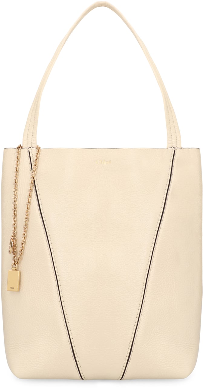 Chloé Chloé Spin leather tote bag Neutraal