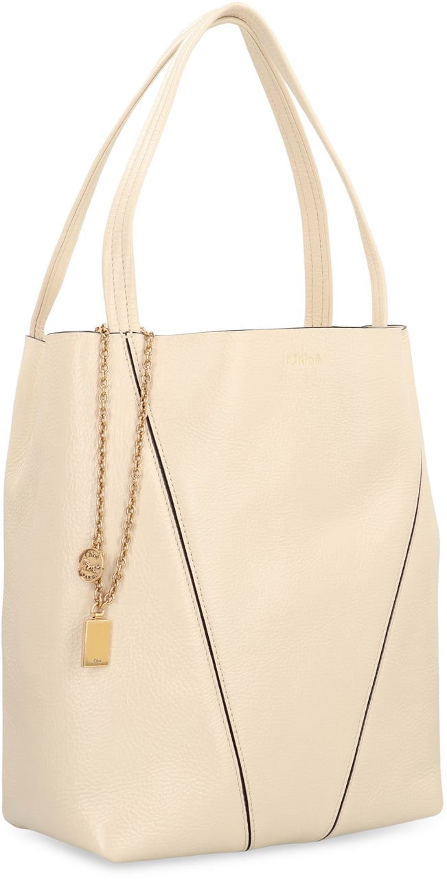 Chloé Chloé Spin leather tote bag Neutraal