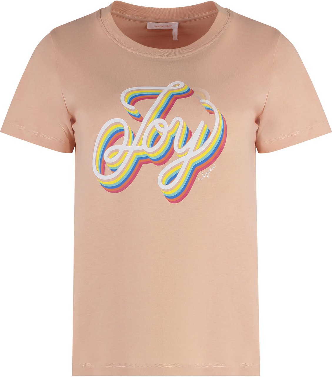 Chloé Printed cotton T-shirt Roze