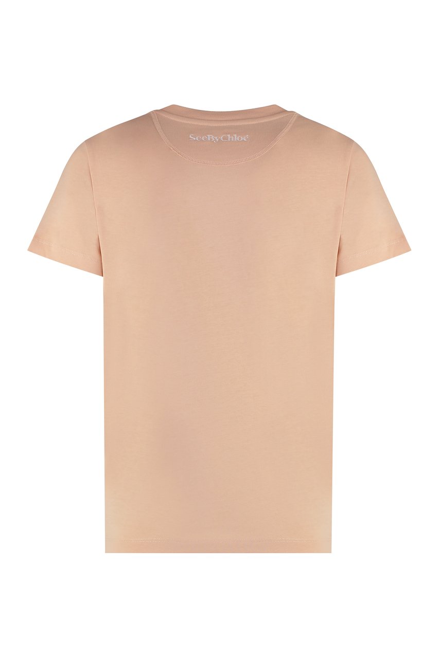 Chloé Printed cotton T-shirt Roze
