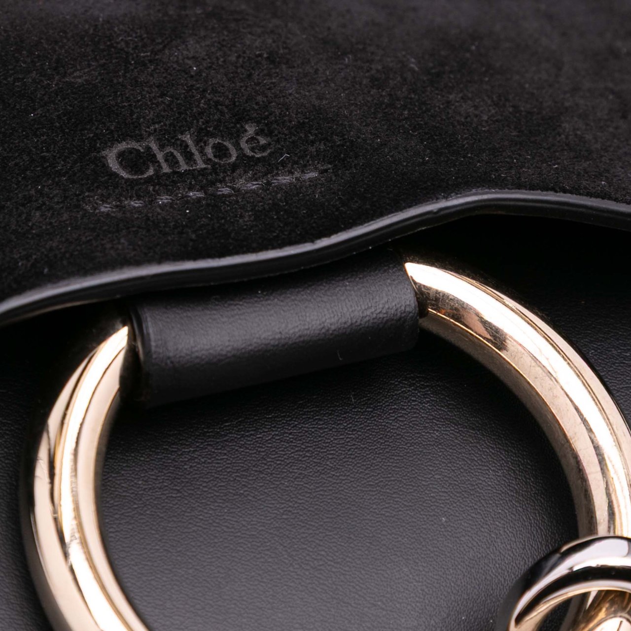 Chloé Calfskin and Suede Faye Clutch Zwart