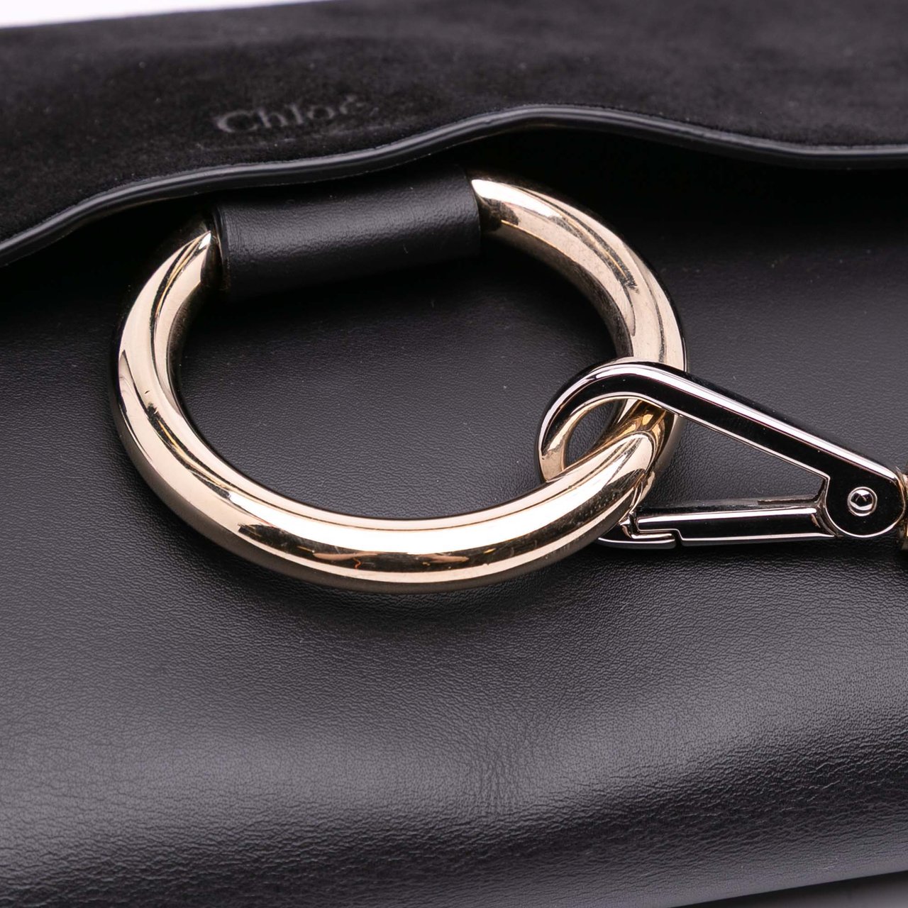 Chloé Calfskin and Suede Faye Clutch Zwart