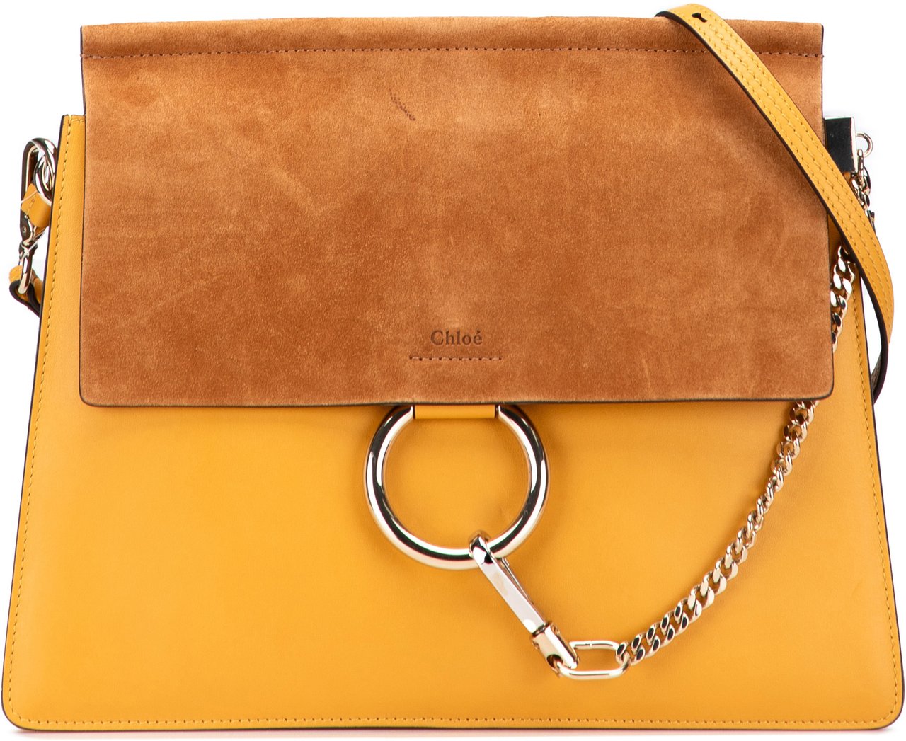 Chloé Medium Leather Faye Shoulder Bag Geel