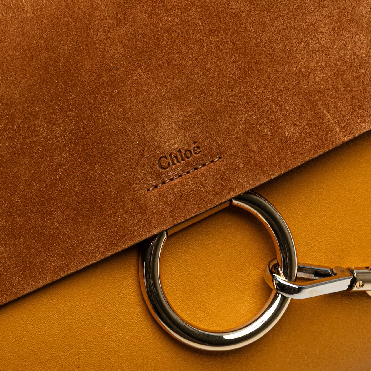 Chloé Medium Leather Faye Shoulder Bag Geel