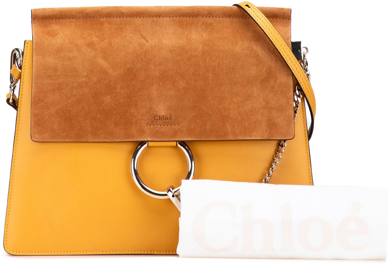 Chloé Medium Leather Faye Shoulder Bag Geel