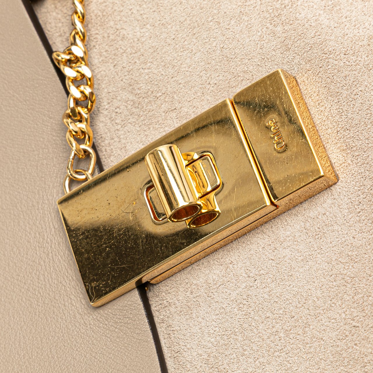 Chloé Small Suede and Calfskin Drew Crossbody Bruin