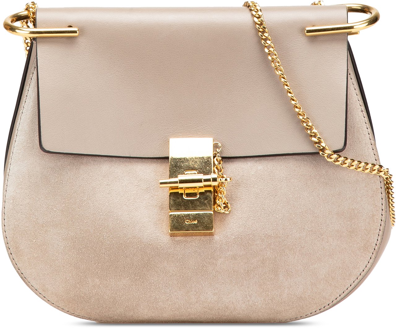 Chloé Small Suede and Calfskin Drew Crossbody Bruin