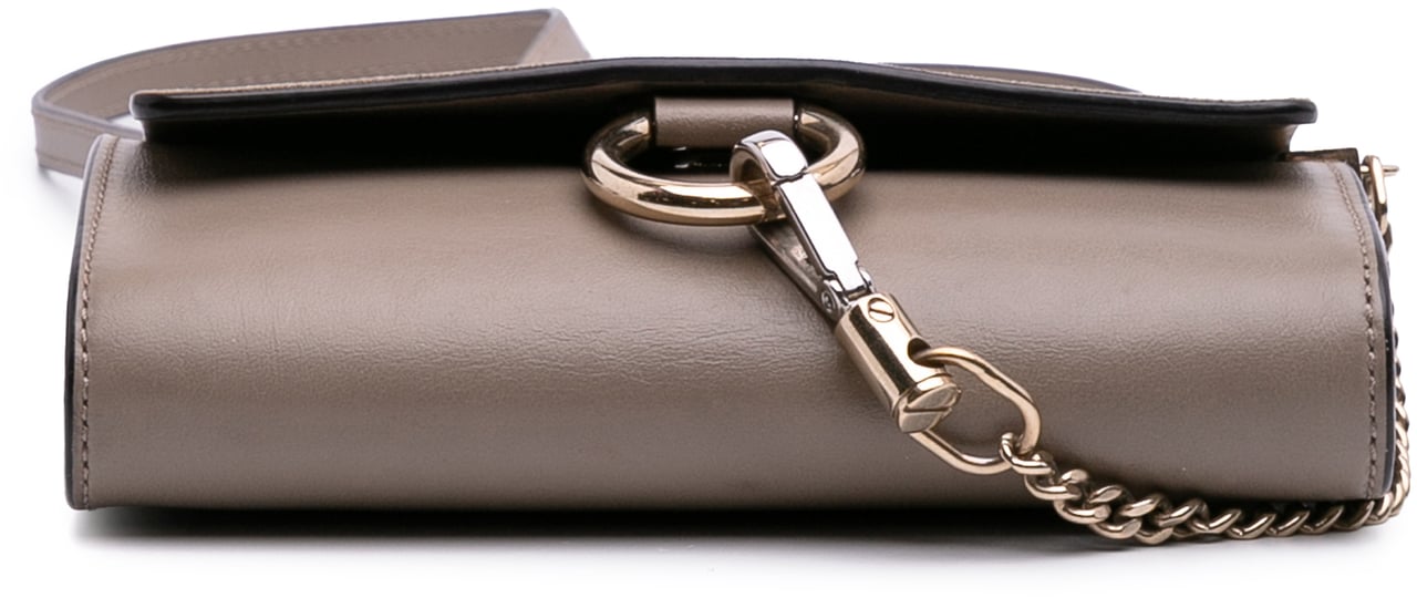Chloé Mini Calfskin and Suede Faye Chain Crossbody Bruin