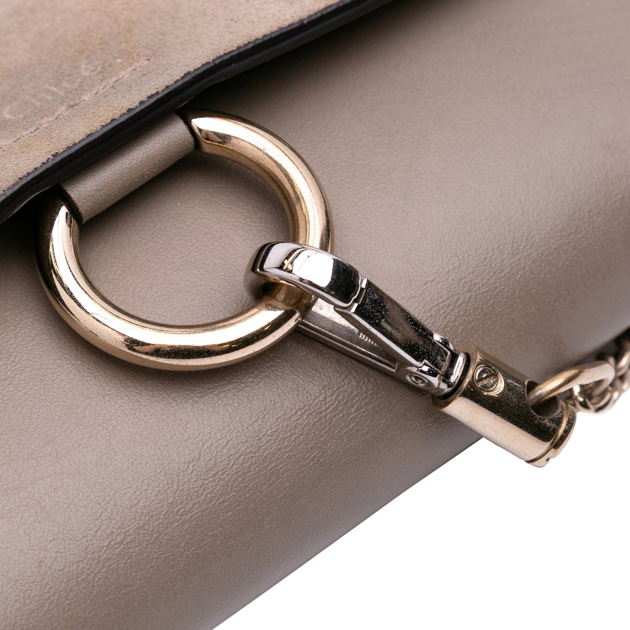 Chloé Mini Calfskin and Suede Faye Chain Crossbody Bruin
