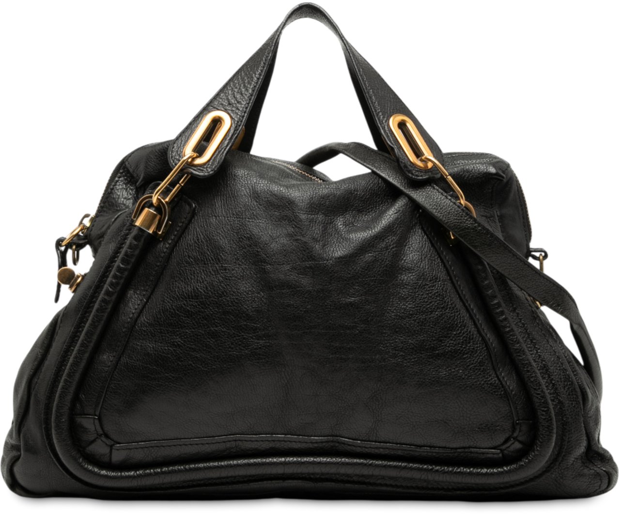 Chloé Large Pebbled Leather Paraty Satchel Zwart