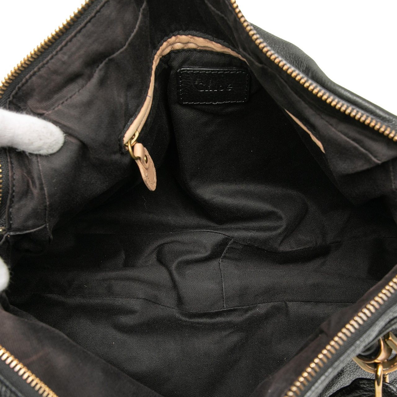 Chloé Large Pebbled Leather Paraty Satchel Zwart