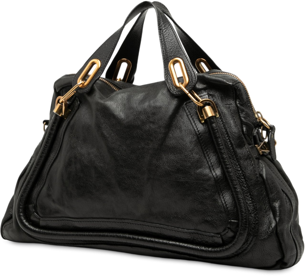 Chloé Large Pebbled Leather Paraty Satchel Zwart