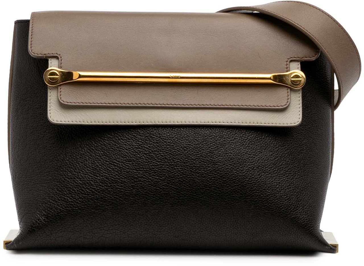 Chloé Medium Tricolor Leather Clare Shoulder Bag Bruin