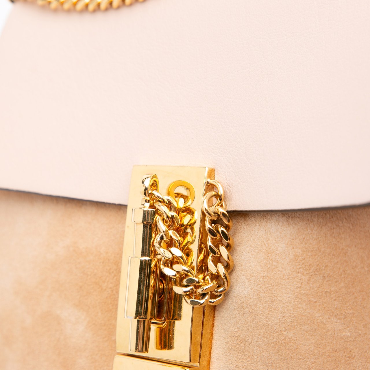 Chloé Mini Suede and Calfskin Drew Crossbody Bruin