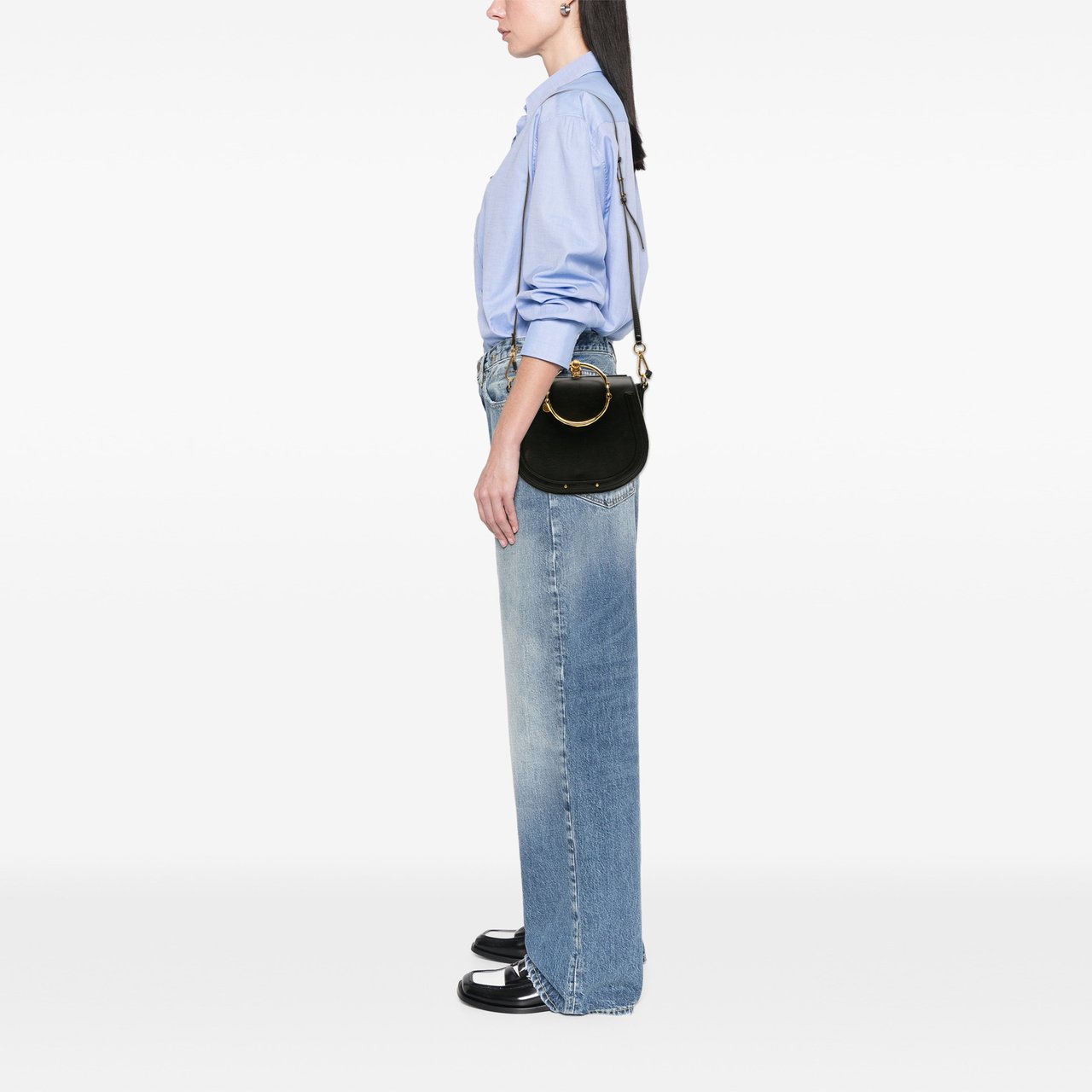 Chloé Medium Leather Nile Bracelet Satchel Zwart