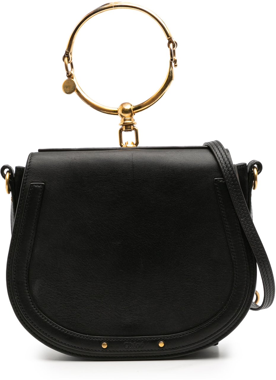 Chloé Medium Leather Nile Bracelet Satchel Zwart