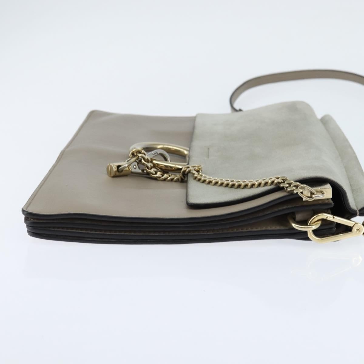 Chloé Chloe Faye Shoulder Bag Leather and Suede Medium Grijs