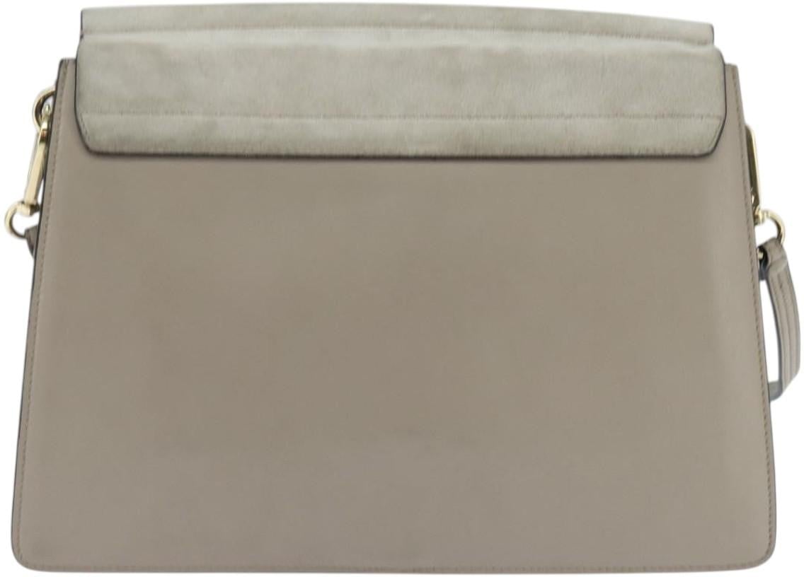 Chloé Chloe Faye Shoulder Bag Leather and Suede Medium Grijs