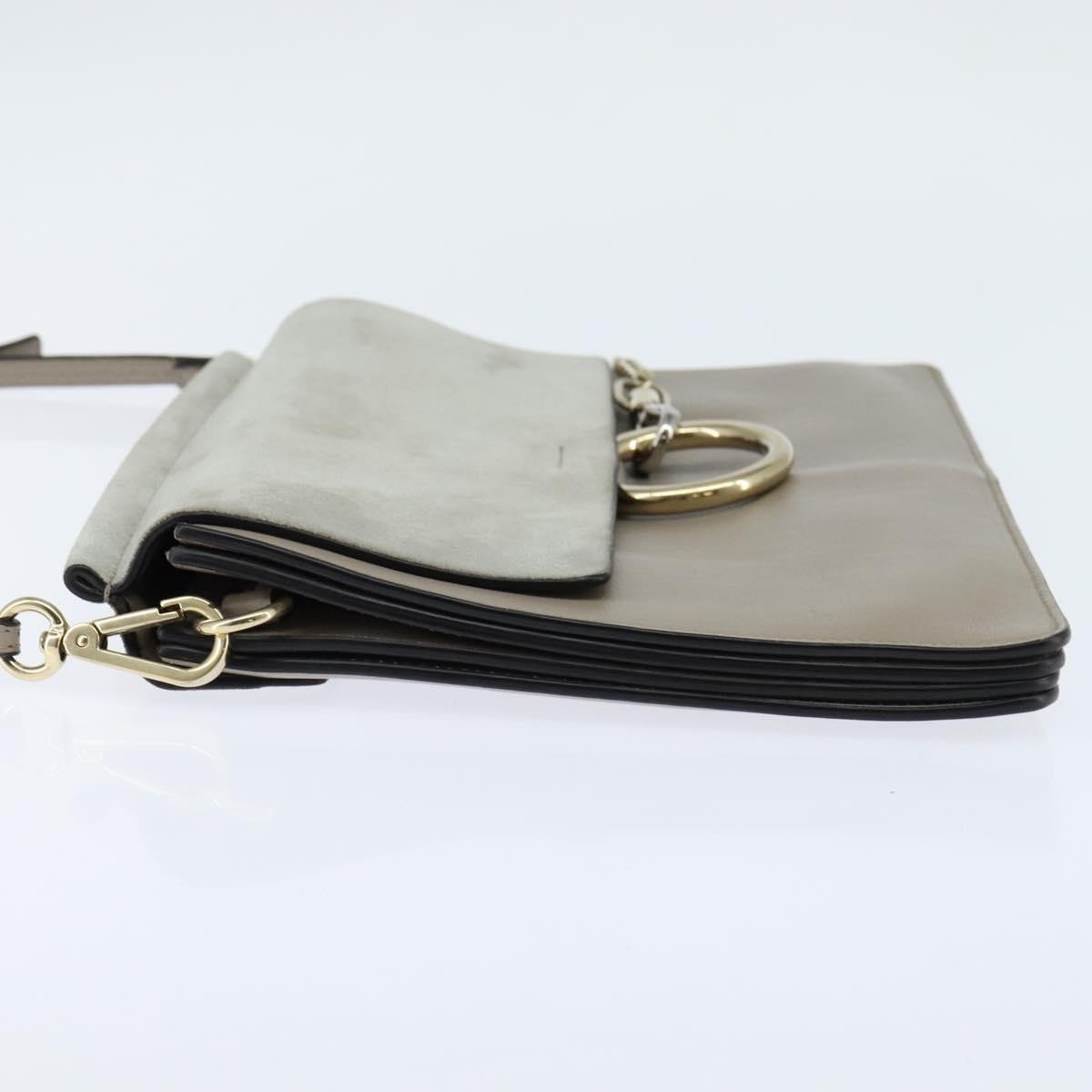 Chloé Chloe Faye Shoulder Bag Leather and Suede Medium Grijs