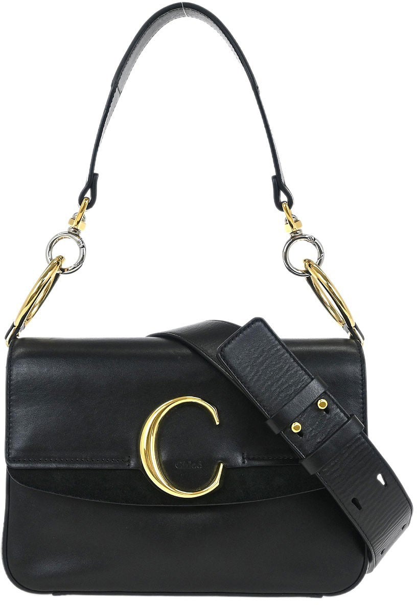 Chloé Chloe C Double Carry Bag Leather Small Zwart