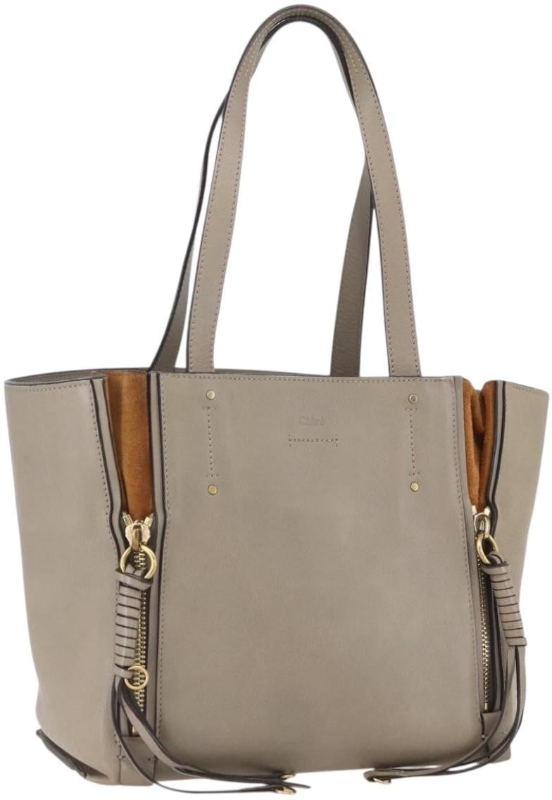 Chloé Chloe Milo Shopping Tote Leather Medium Beige