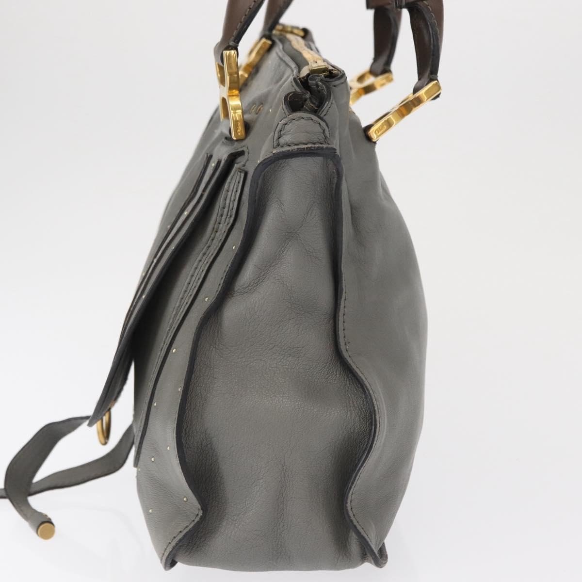 Chloé Chloe Marcie Shoulder Bag Studded Leather Medium Grijs