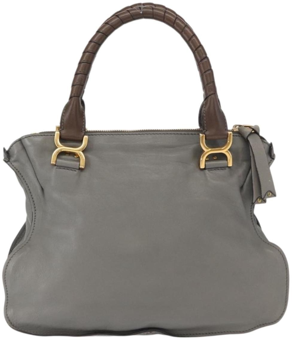 Chloé Chloe Marcie Shoulder Bag Studded Leather Medium Grijs