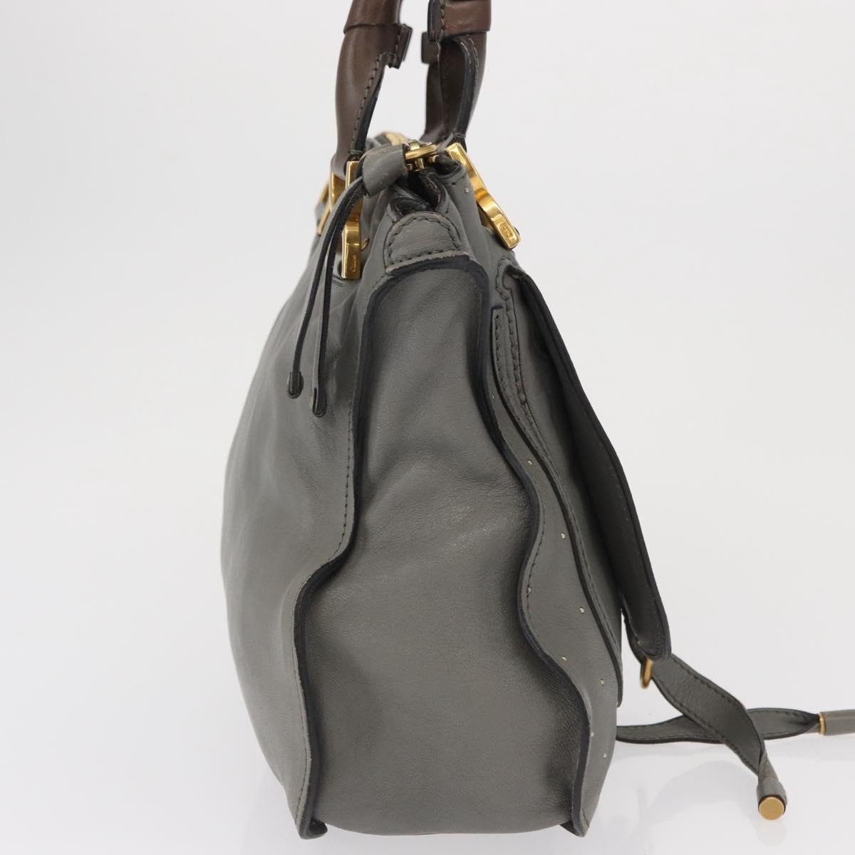 Chloé Chloe Marcie Shoulder Bag Studded Leather Medium Grijs