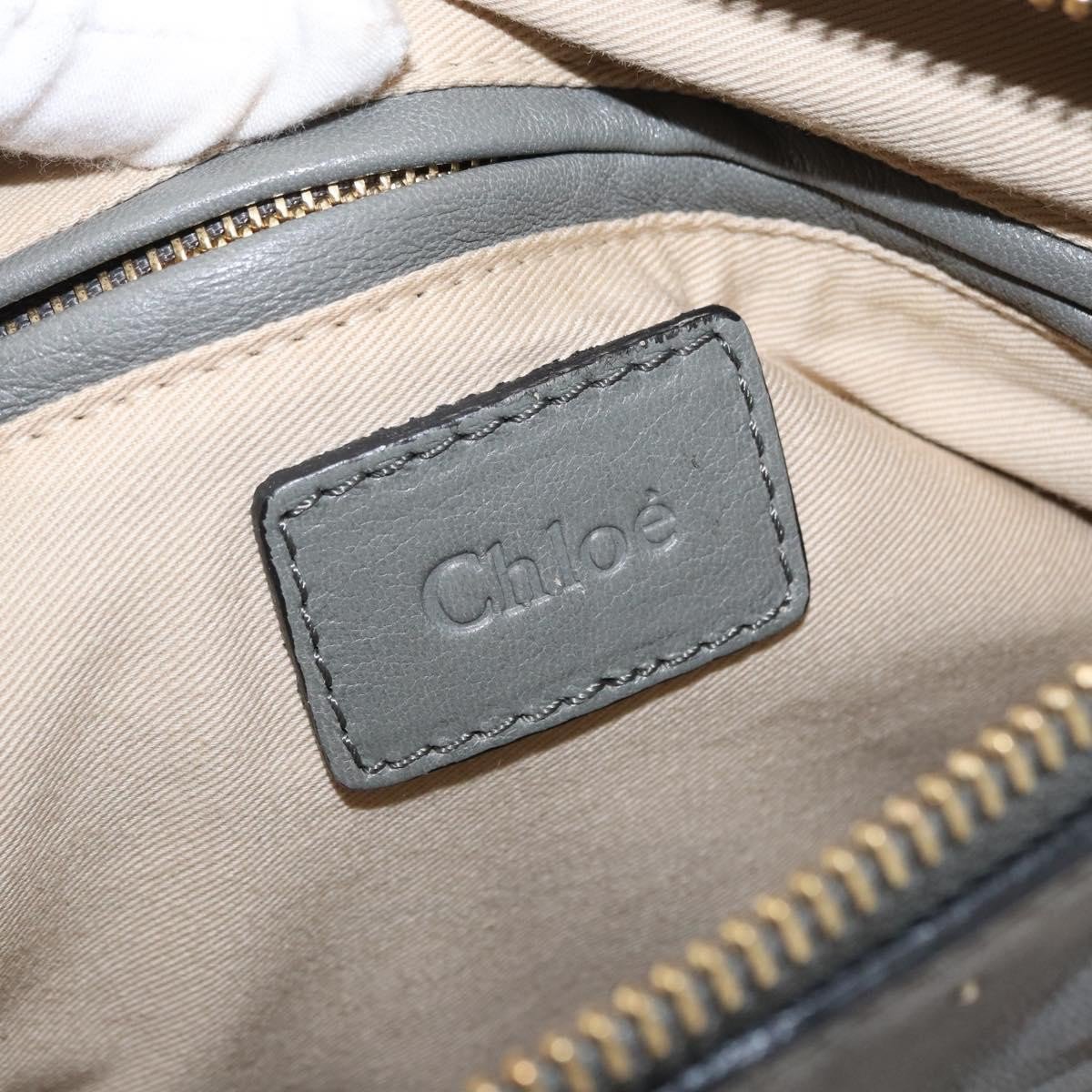 Chloé Chloe Marcie Shoulder Bag Studded Leather Medium Grijs