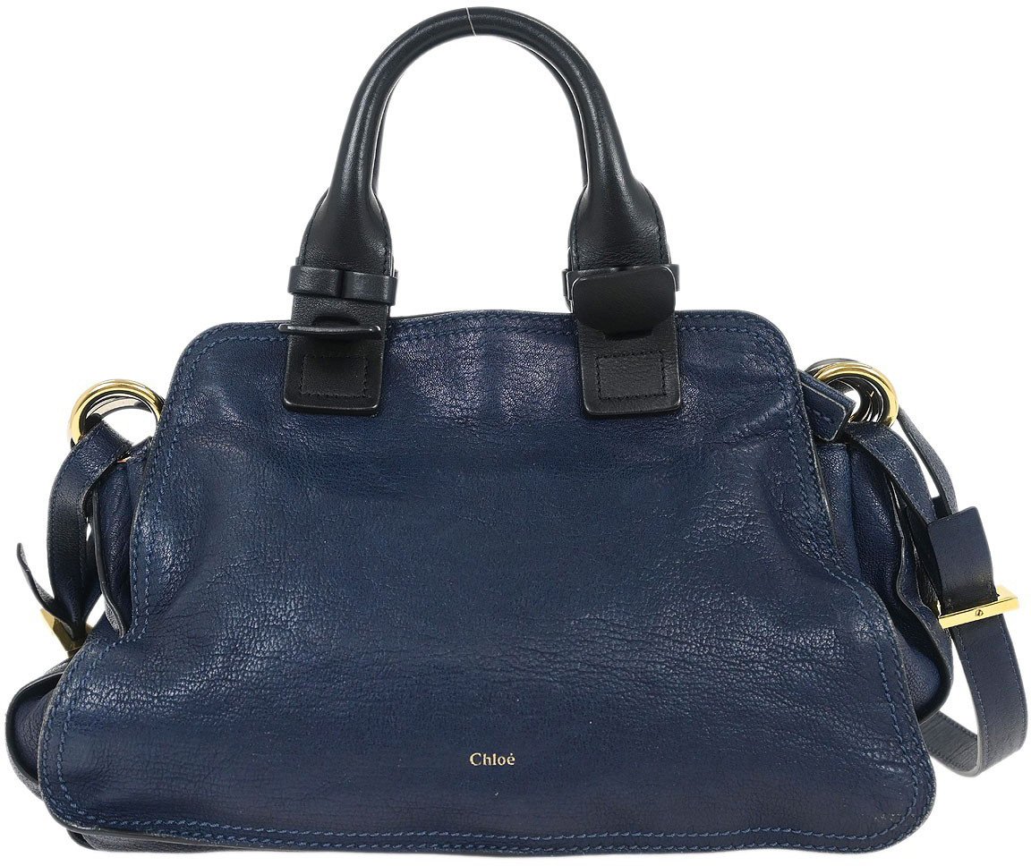 Chloé Chloe Fynn Handbag Leather Small Navy