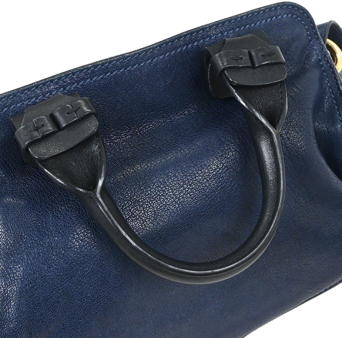 Chloé Chloe Fynn Handbag Leather Small Navy