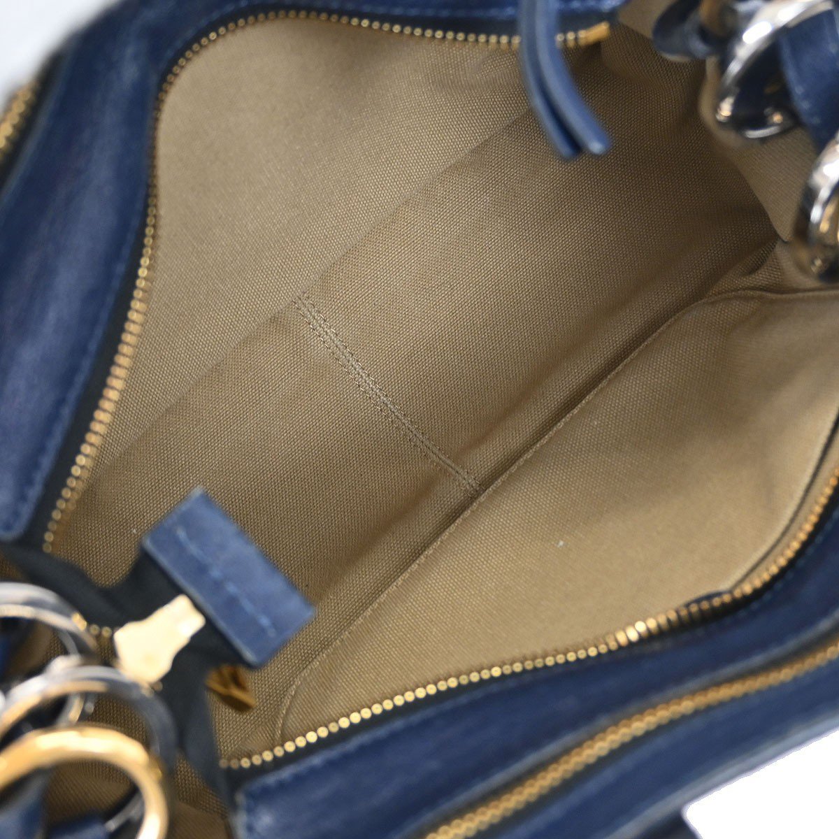 Chloé Chloe Fynn Handbag Leather Small Navy