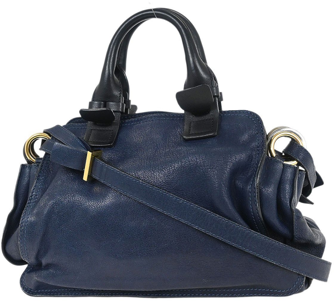 Chloé Chloe Fynn Handbag Leather Small Navy