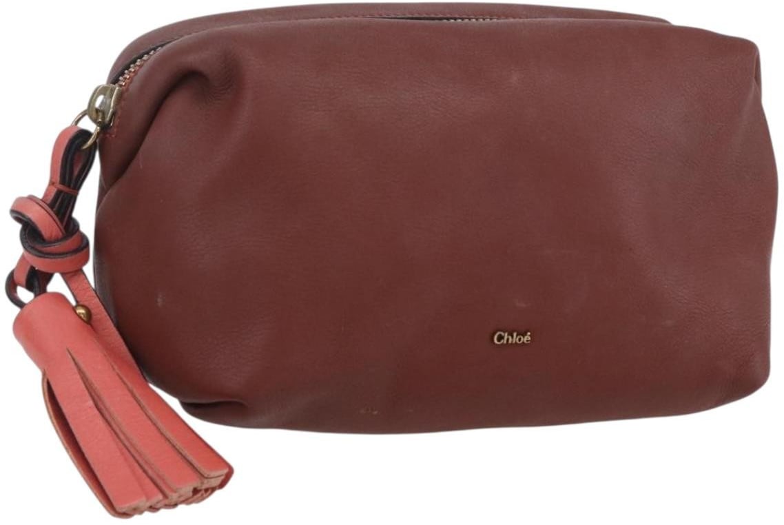 Chloé Chloe Zip Clutch Leather Small Bruin