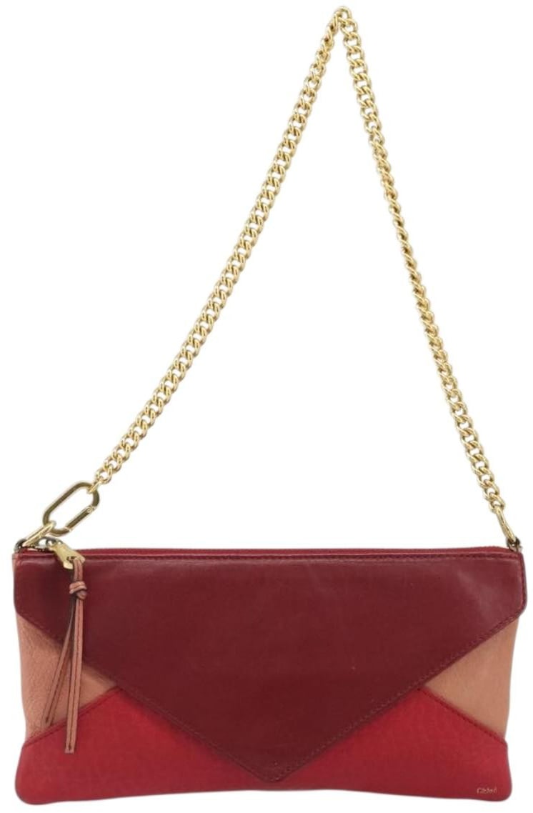 Chloé Chloe Envelope Wallet on Chain Leather Small Rood