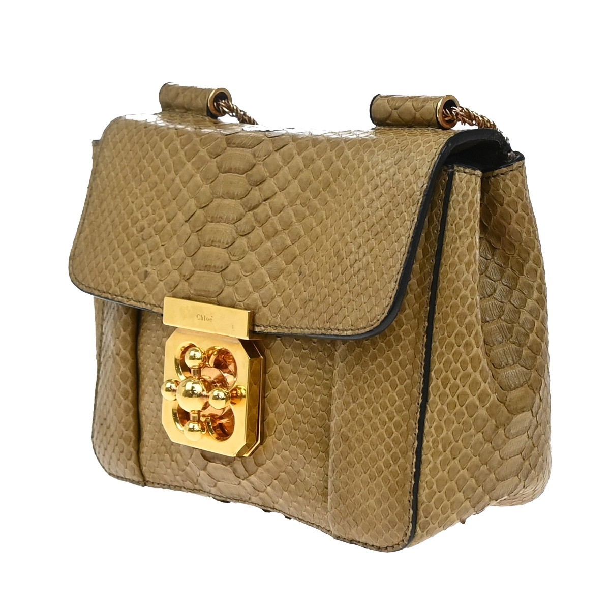 Chloé Chloe Elsie Chain Shoulder Bag Python Small Beige
