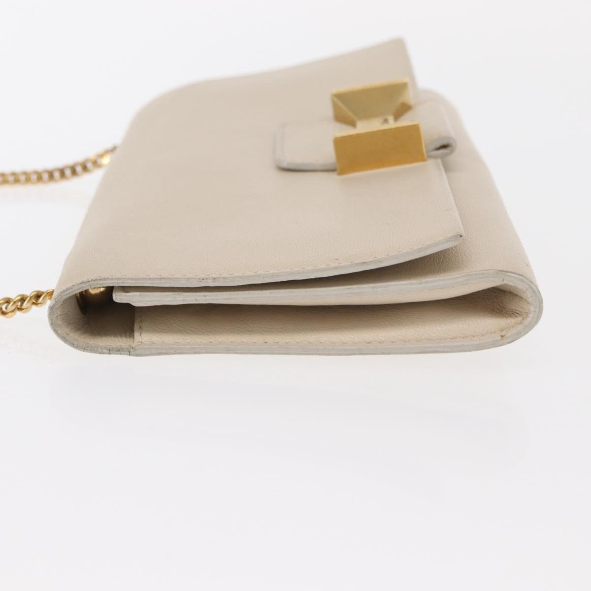 Chloé Chloe Chain Flap Crossbody Bag Leather Beige