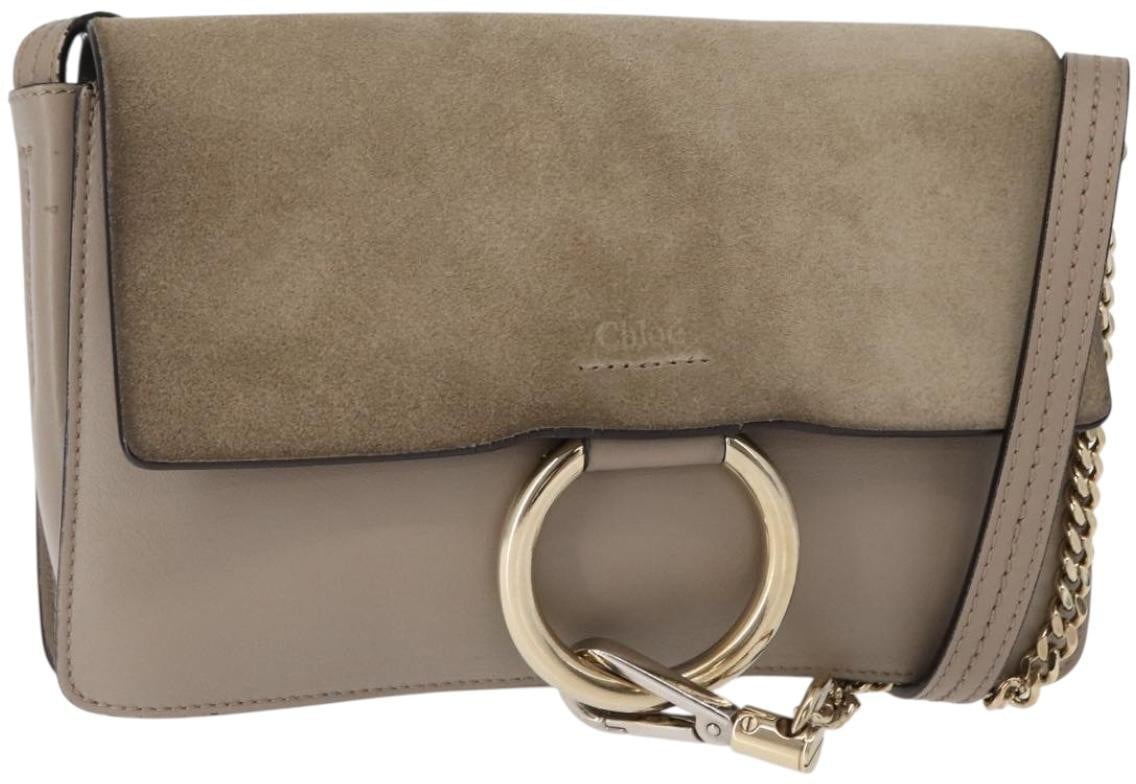 Chloé Chloe Faye Shoulder Bag Leather Small Beige